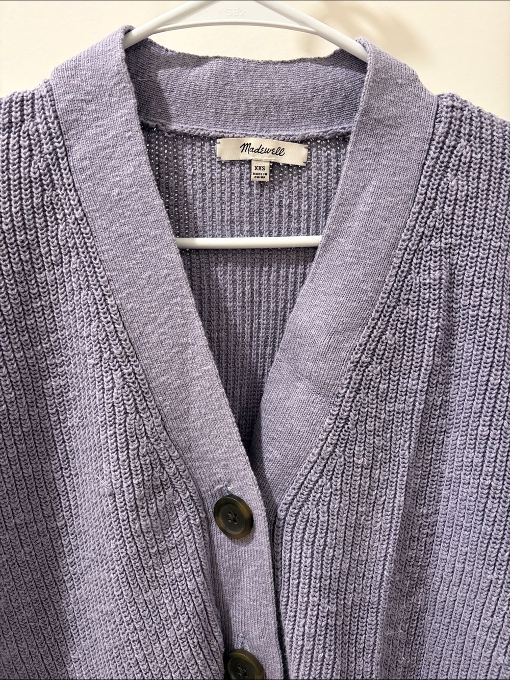 Madewell Lilac Button-Front Knit Cardigan